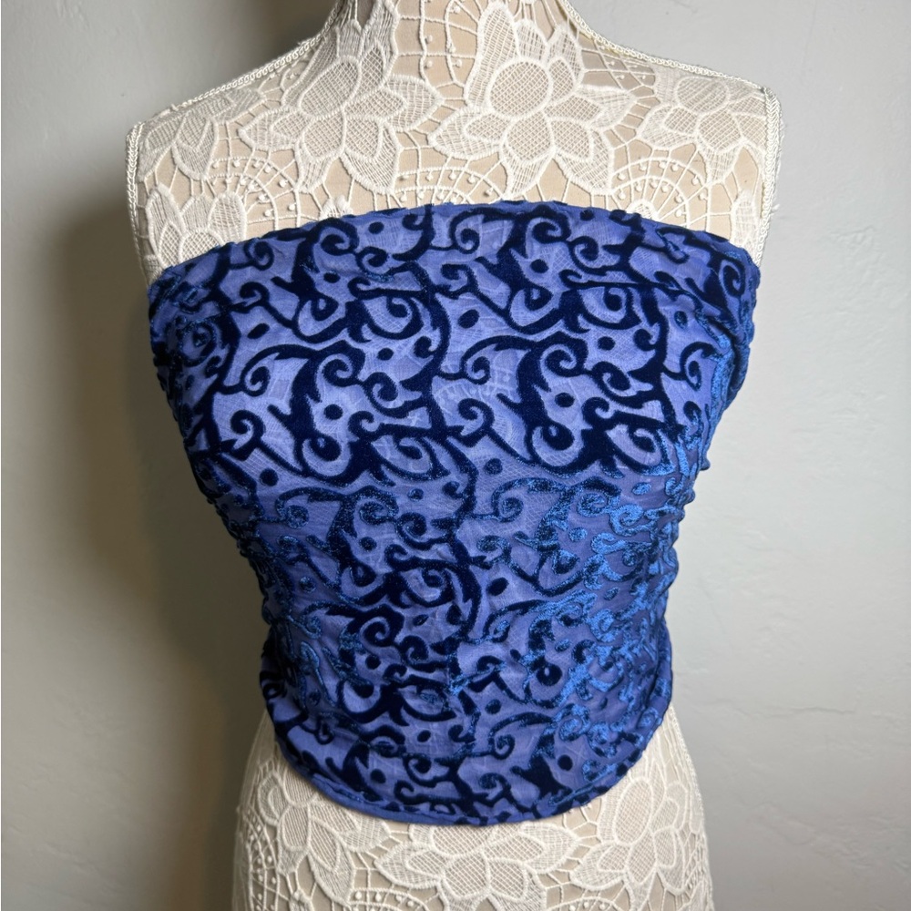 Beautiful blue velvet fringe scarf